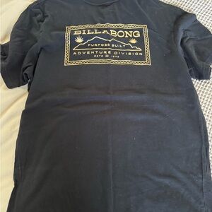 Billabong Black Tee with Gold Adventure Logo